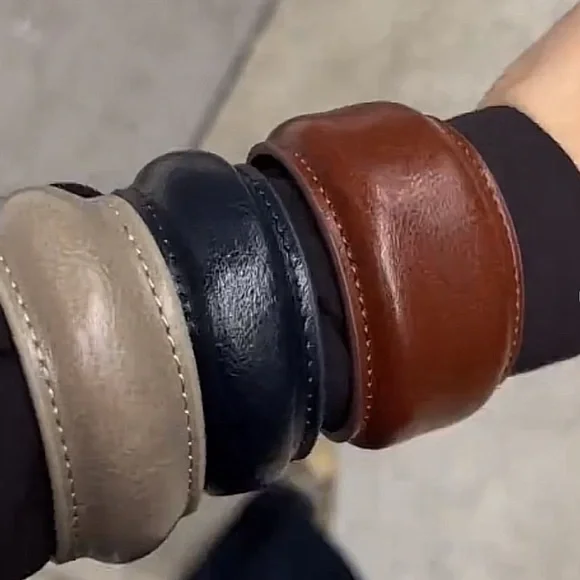 ZARA SET OF 3 LEATHER BANGLE BRACELETS - Picture 4 of 6